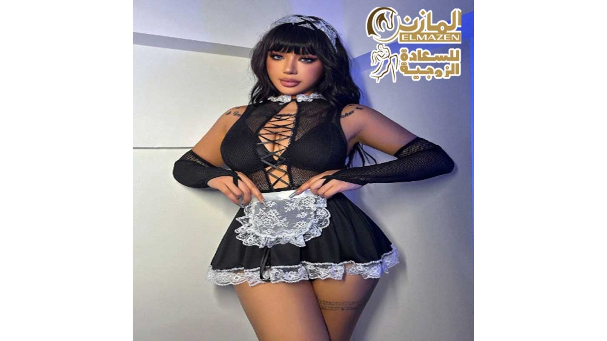 لانجيري تنكري خادمة أسود مع مريلة بيضاء للعرايس