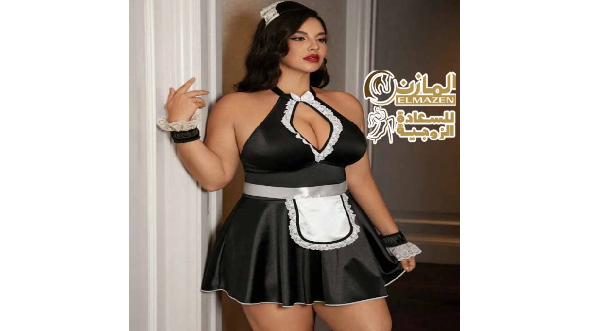 لانجيري تنكري خادمة أسود مع مريلة بيضاء للعرايس