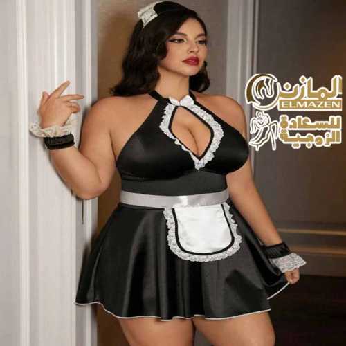 لانجيري تنكري خادمة أسود مع مريلة بيضاء للعرايس