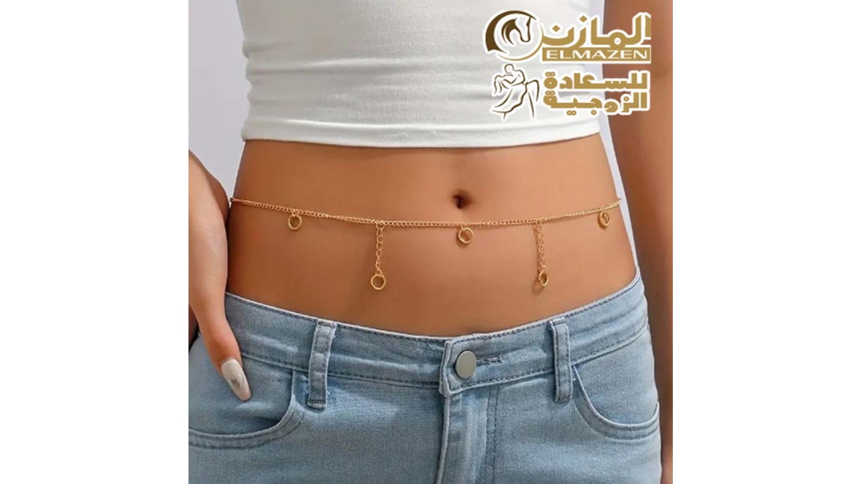 سلسلة بطن ذهبية 57 سم بتصميم دوائر مفرغة - إكسسوارات حريمي