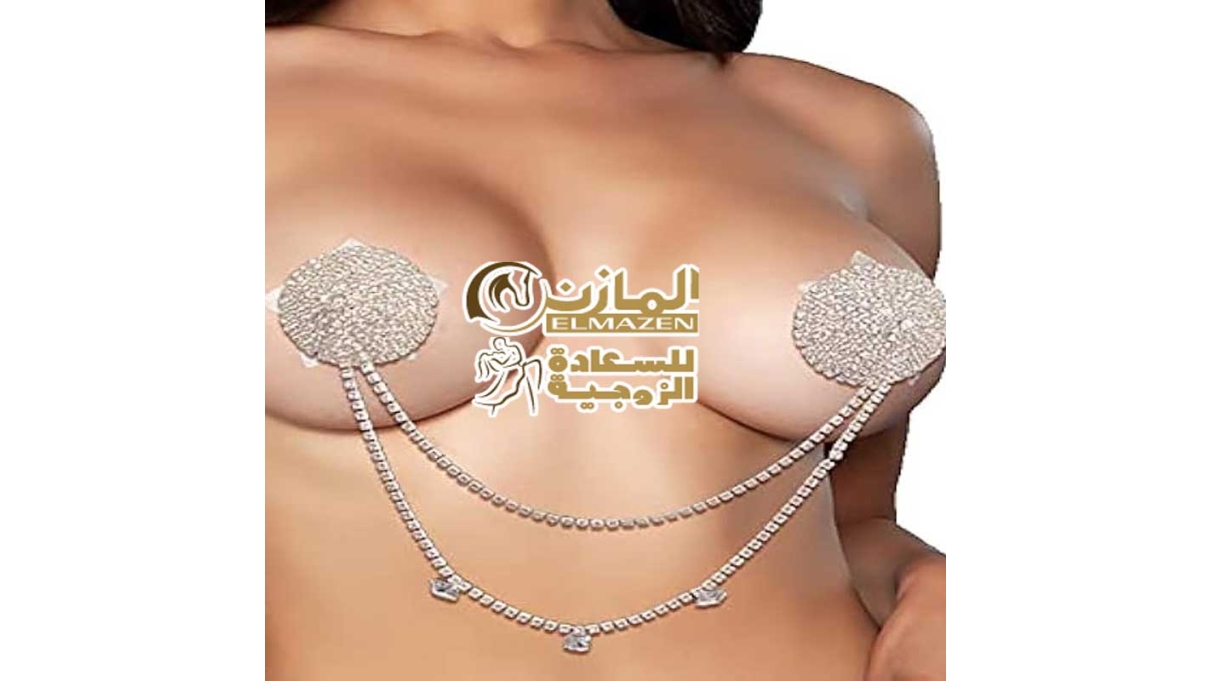 إكسسوار جسم فضى مع ماس صناعي وكوفر نيبلز لاصق للحلمات