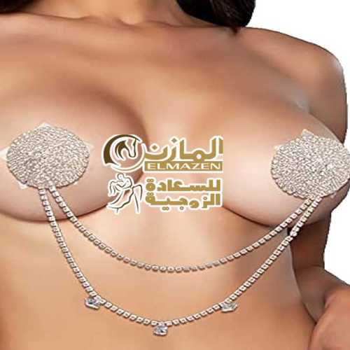 إكسسوار جسم فضى مع ماس صناعي وكوفر نيبلز لاصق للحلمات
