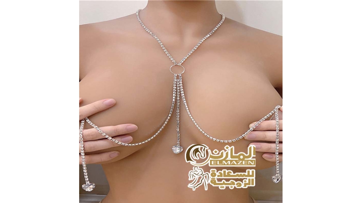 سلسلة جسم نسائية فضية كود 26 بقلوب ماسية