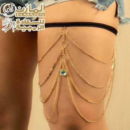 إكسسوار فخذ ذهبي كود 40 مع كريستال دائري