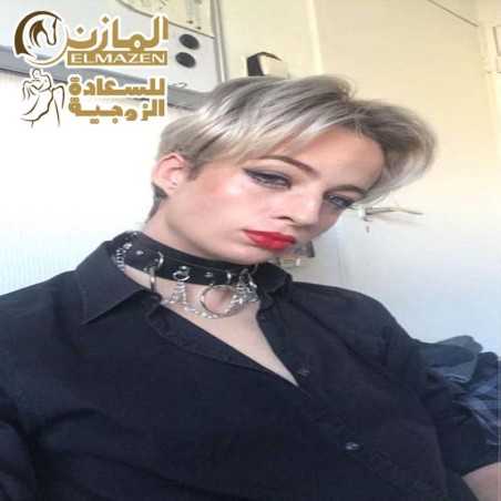 طوق رقبة جلد حريمي مع دلايات دوائر معدنية - تصميم جذاب ومثير