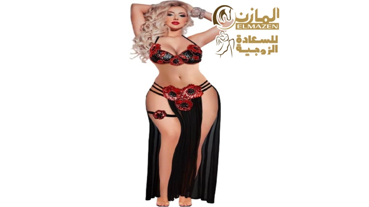 بدلة رقص شرقي مطرزة للمتزوجات بتصميم ورود أنيق