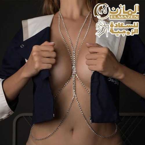 سلسلة جسم كريستال كود 54 - اكسسوار حريمى مثير للجسم يبرز جمال الرقبة والصدر والخصر - اكسسوارات عرايس ومتزوجات