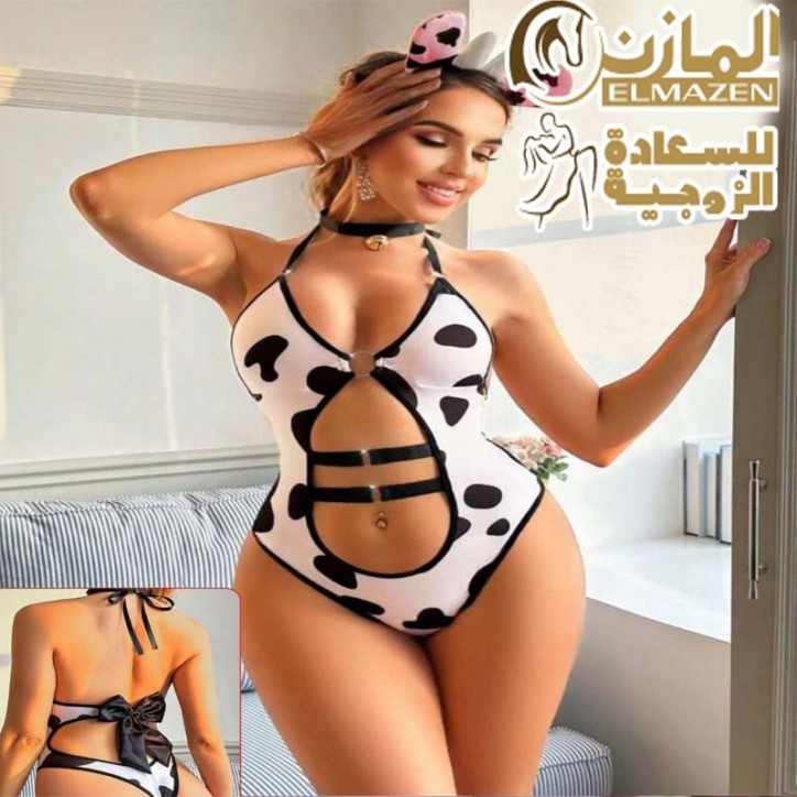 لانجيرى تنكرى كاوبوى أبيض أسود مكشوف الظهر لانجرى حريمى