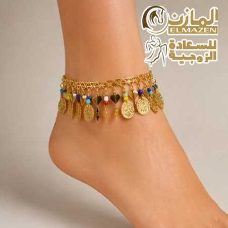 خلخال خرز ملون – خلخال حريمي رقيق مطلي ذهب