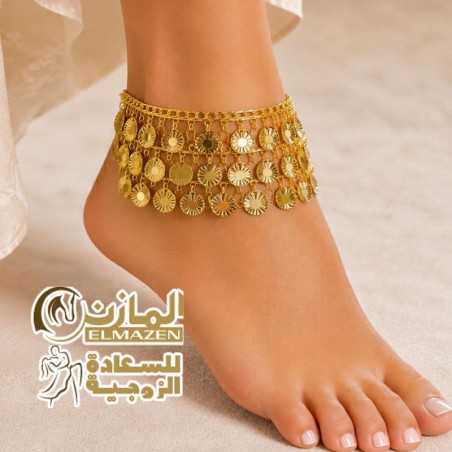 خلخال دمعة 3 صفوف – خلخال حريمي أنيق مطلي ذهب