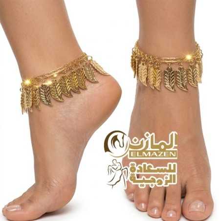 خلخال ريشة – خلخال حريمي أنيق بتصميم ريش ذهبي