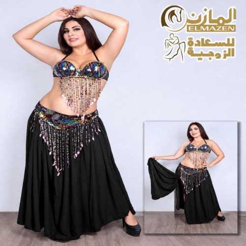 بدلة رقص كود 319 باللون الأسود قطعتين للمتزوجات