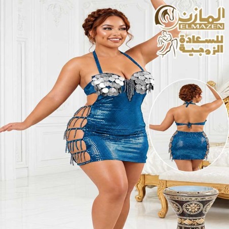 بدلة رقص لانجري كود 375 باللون الأزرق بدل رقص العرايس