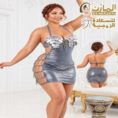 تشكيلة بدل رقص للمتزوجات بدلة رقص كود 375 باللون الفضي