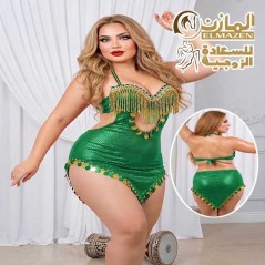 بدلة رقص لانجري كود 425 باللون الأخضر للمتزوجات
