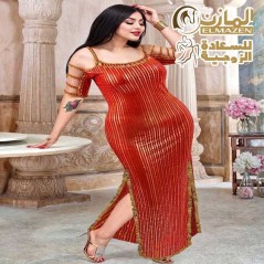 بدلة رقص شرقي بيج سايز أسود بمطرزات فضية وذهبية كود 332