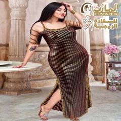 بدلة رقص بيج سايز كود 332 مقاس كبير خطوط ملونة