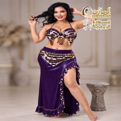 أفخم بدل رقص جريئة مخمل ميتاليك بكشكشة جانبية